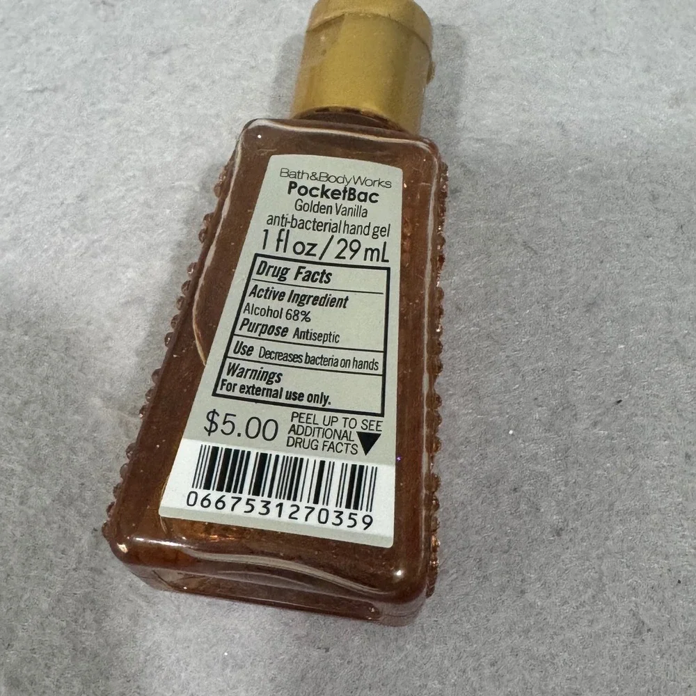 Bath & Body Works PocketBac Hand Gel Golden Vanilla Gold Studded Bottle 1oz